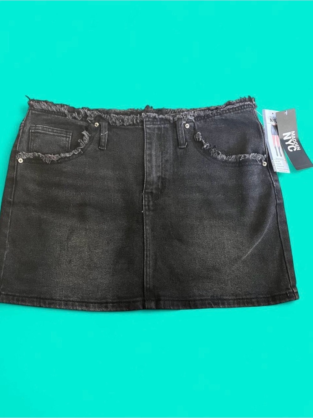 Women's Frayed Waist denim black Mini
Skirt size women’s medium